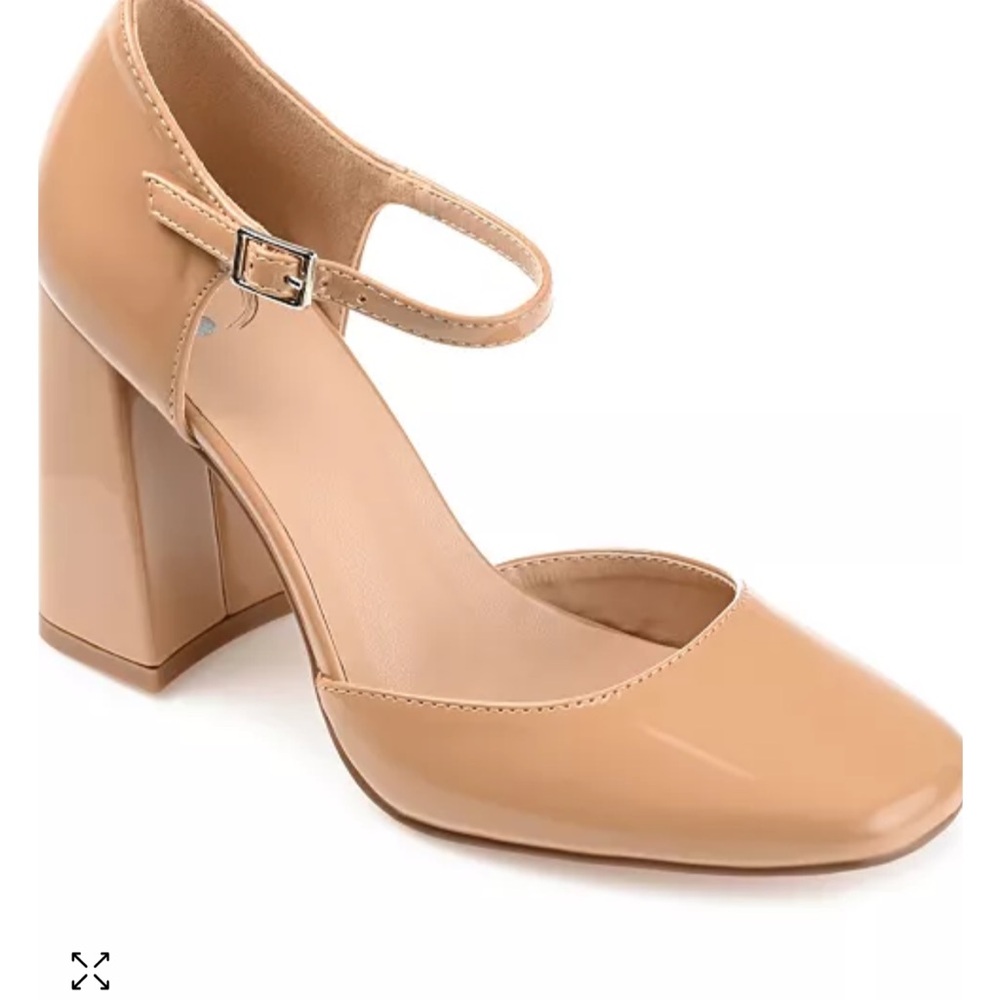 Journee Collection Tan Women's Hesster Block Heel Ankle Strap Pumps - New